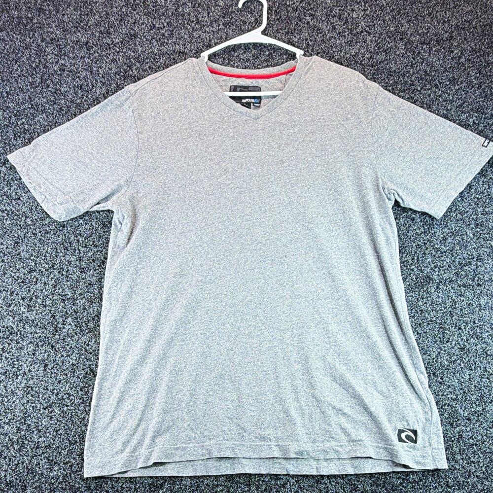 Rip Curl Point Dume V-Neck Men's Gray T-Shirt Short Sleeve Cotton Jersey L